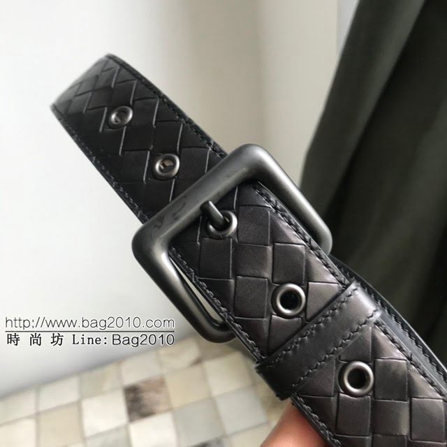 BV高端男士皮帶 寶緹嘉編織搭配槍色磨砂帶頭腰帶 寶緹嘉經典牛皮腰帶  jjp1533